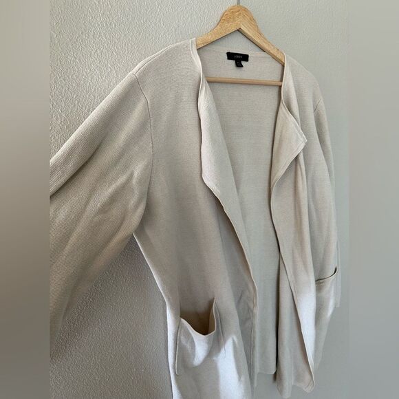 J Crew Juliette Collarless Sweater Blazer Cardigan in Linen Blend Cream Size XL - Picture 4 of 10